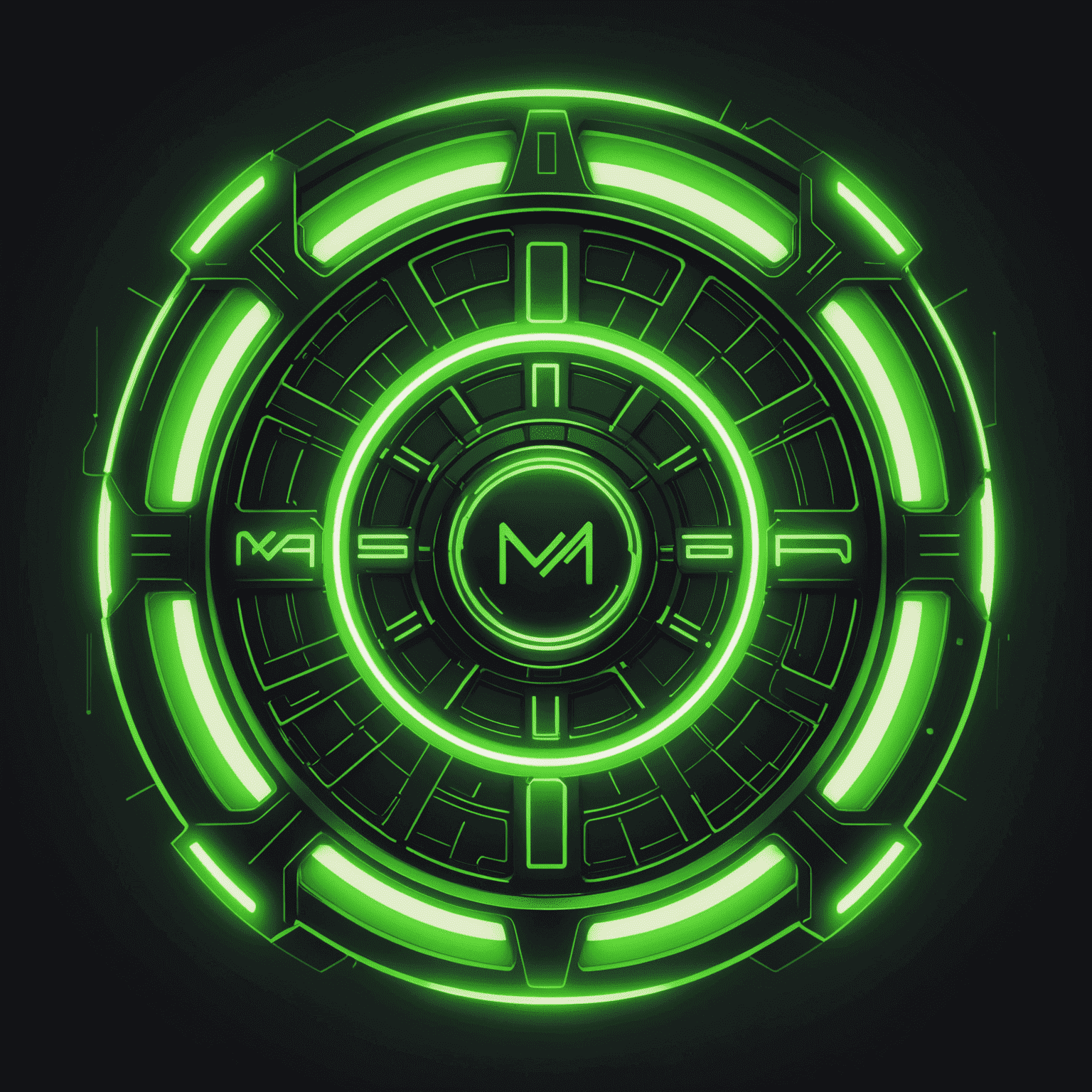 maspormenos logo - a futuristic, neon green tech-inspired design