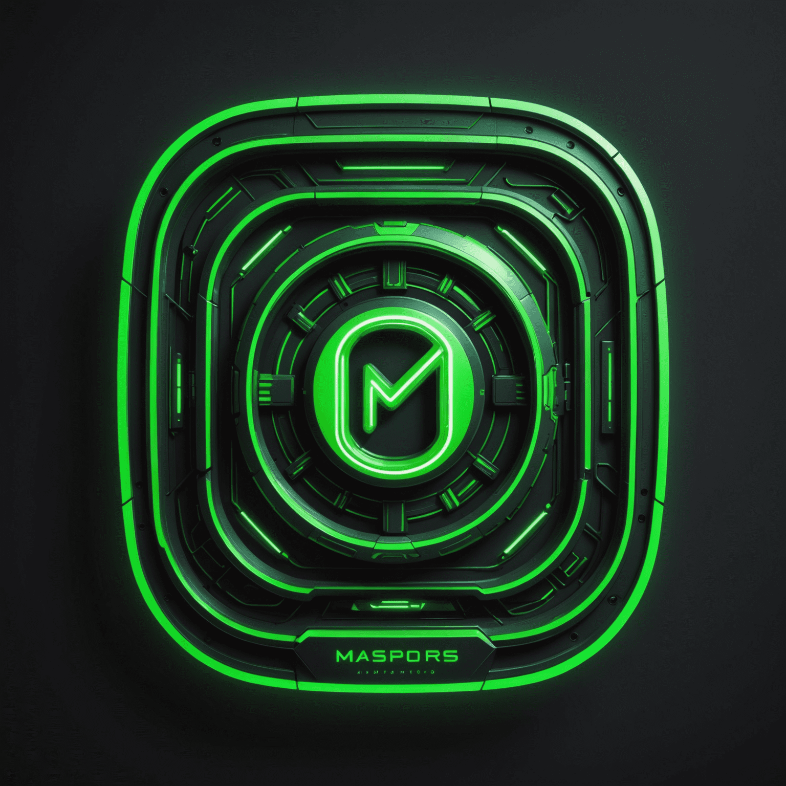 maspormenos logo - a futuristic, neon green tech-inspired design