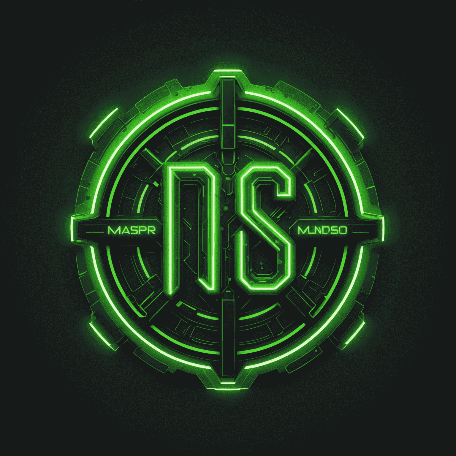 maspormenos logo - a futuristic, neon green tech-inspired design