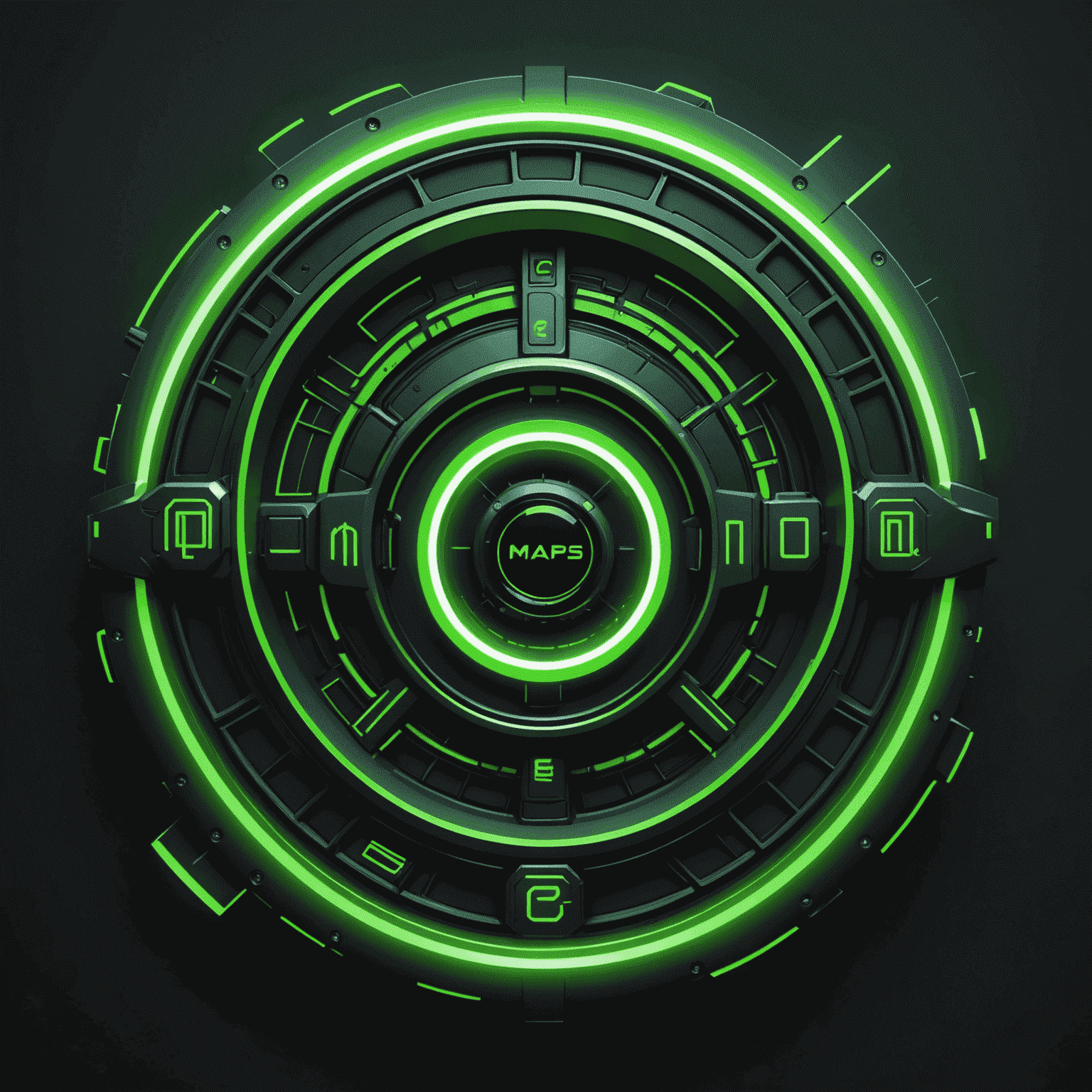 maspormenos logo - a futuristic, neon green tech-inspired design