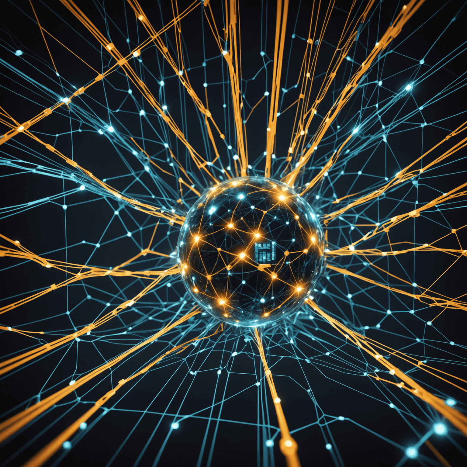 A futuristic visualization of interconnected systems and networks, representing seamless system integration. The image shows glowing lines connecting various hardware and software components, symbolizing data flow and unified operations.